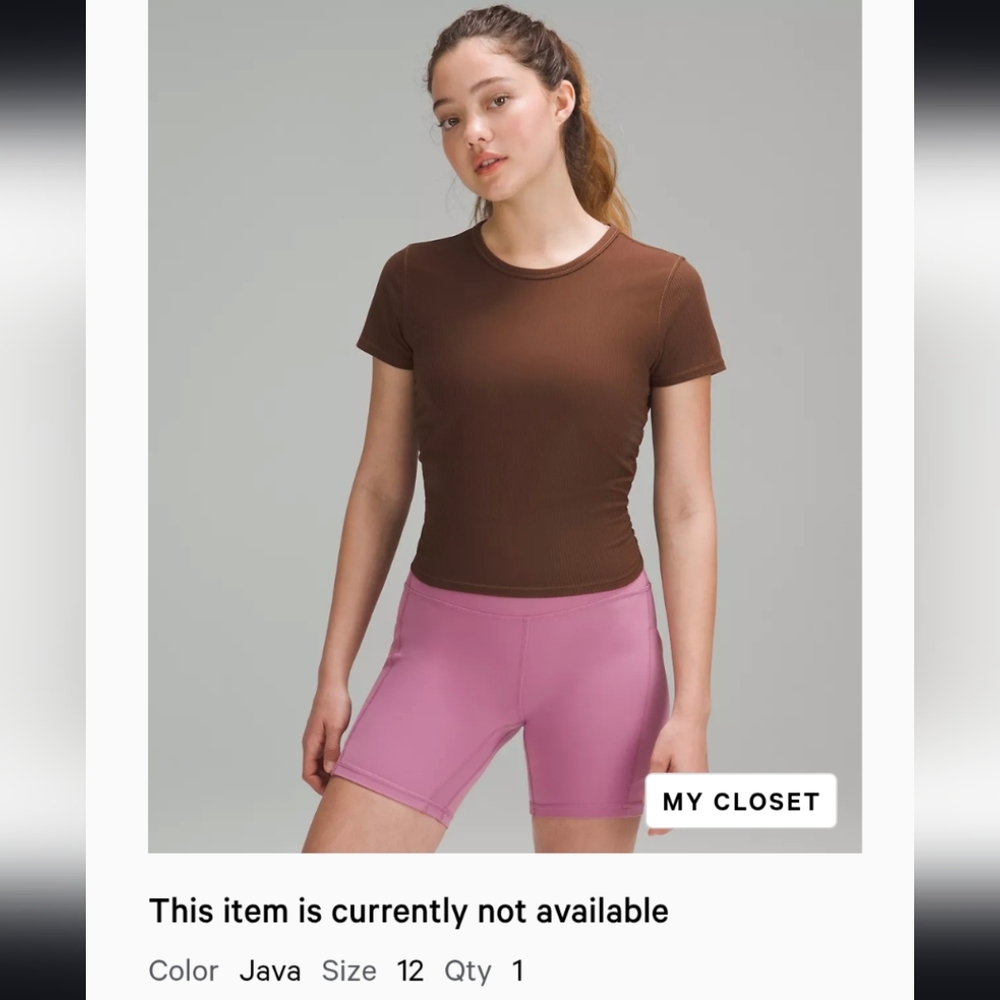 lululemon athletica Java Brown Short Sleeve Top